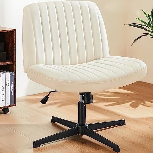 Criss Cross Chair - Armless Desk Chair No Wheels Cross Legged Office Chair Wide Swivel Home Office Desk Chairs