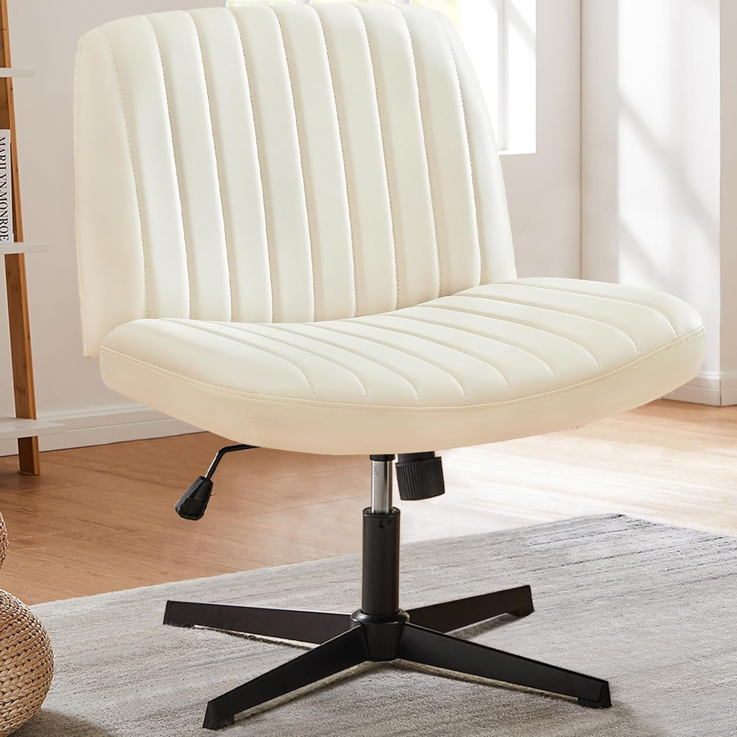 SweetFurniture Criss Cross Chair - Armless Desk Chair No Wheels Cross 