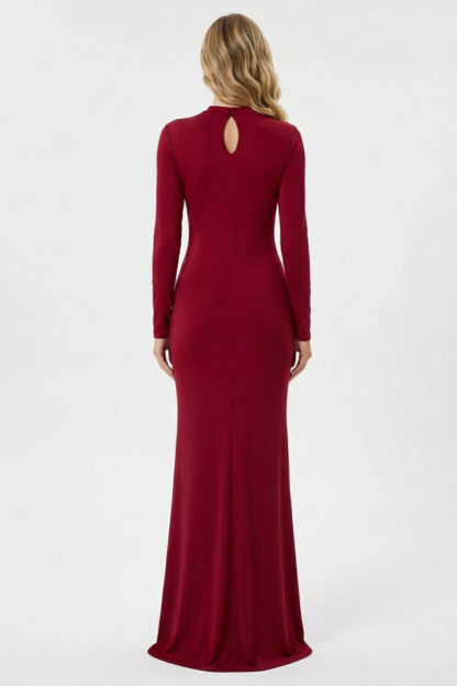 Jersey Cut-Out Metal Decorations Slit Maxi Dress
