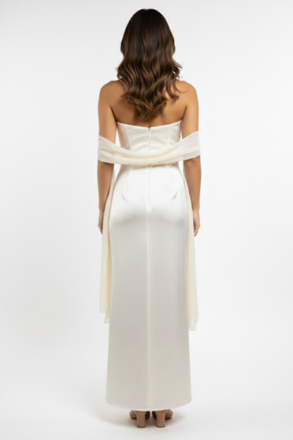 Sequin Splicing Satin Off-Shoulder Maxi Dress