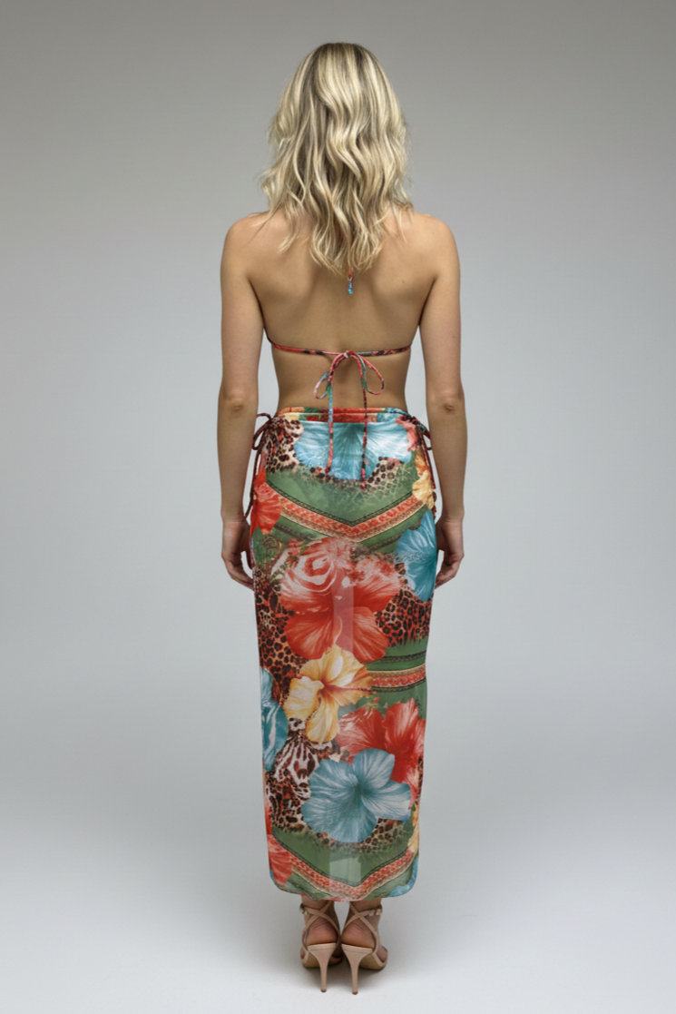 Leopard Print Metal Starfish Bikini Three Piece Set