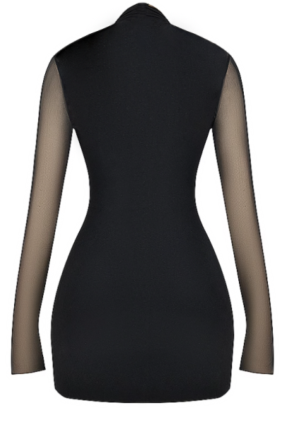 Jersey Splicing Mesh Halter Neck Mini Dress