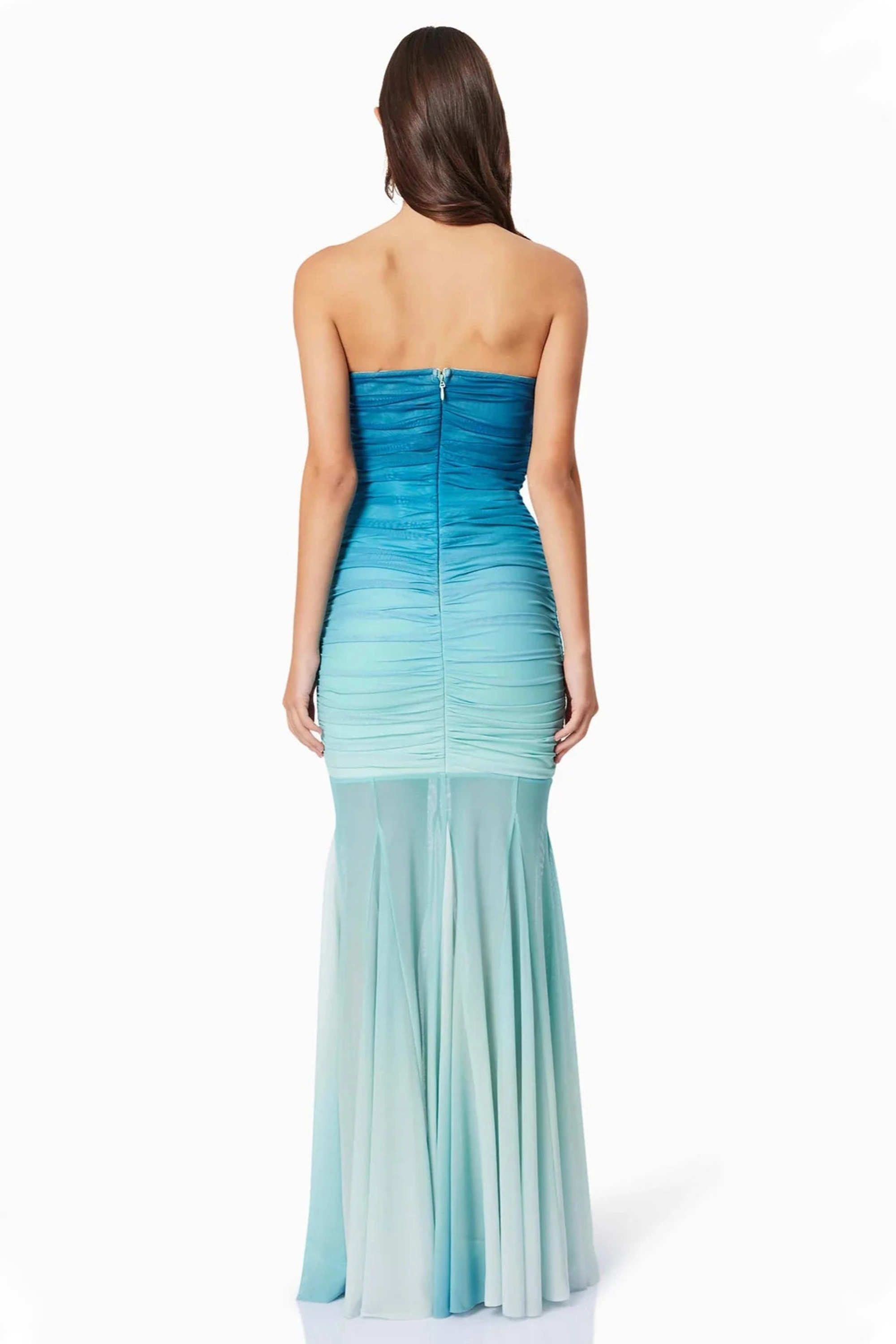 Gradient Color Gathering Off-Shoulder Maxi Dress