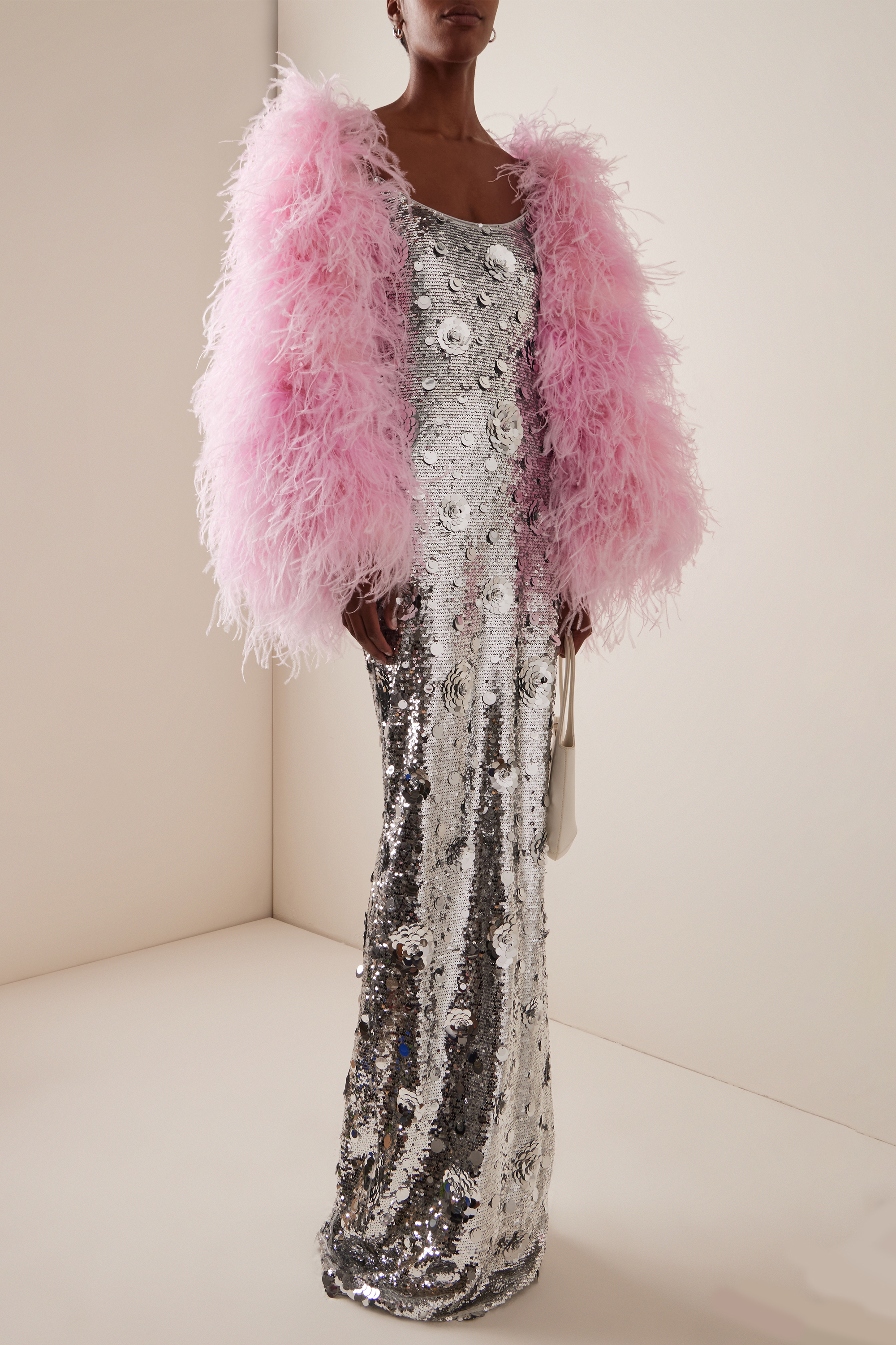 Sequin Off-Shoulder Slip Maxi Dress