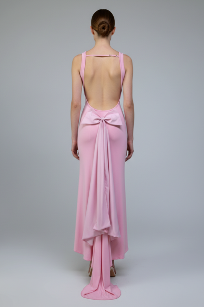 Solid Backless Bow Maxi Dress