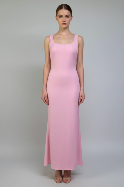 Solid Backless Bow Maxi Dress