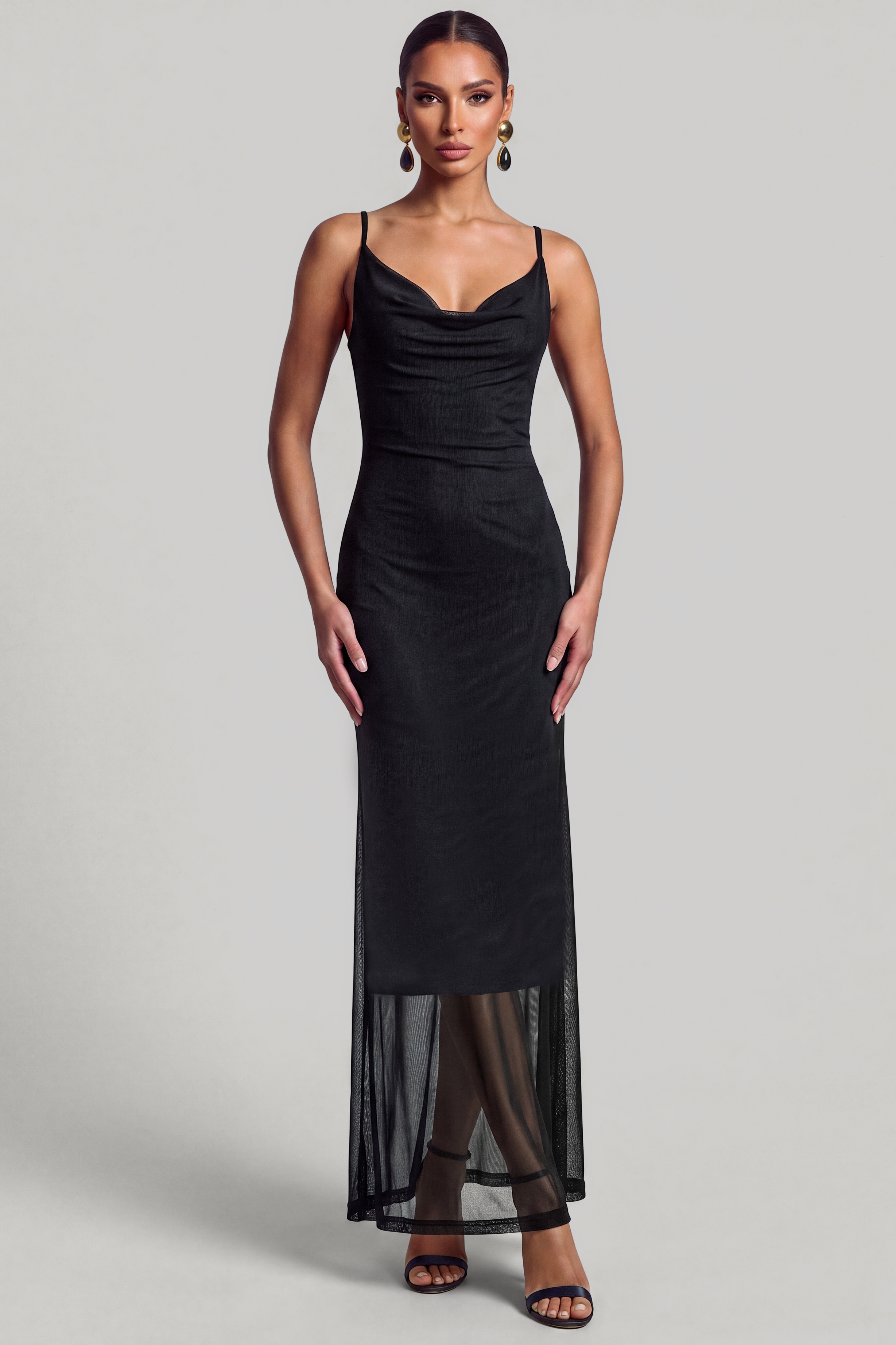 Mesh Sequin Butterfly Maxi Dress