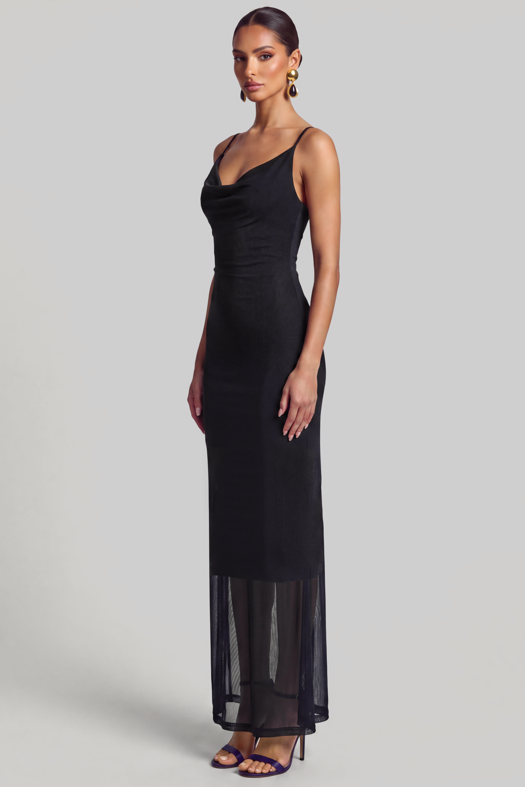 Mesh Sequin Butterfly Maxi Dress