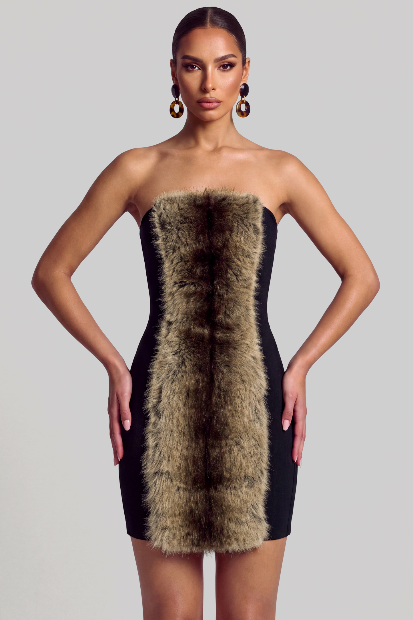 PU Strapless Bodycon Mini Dress