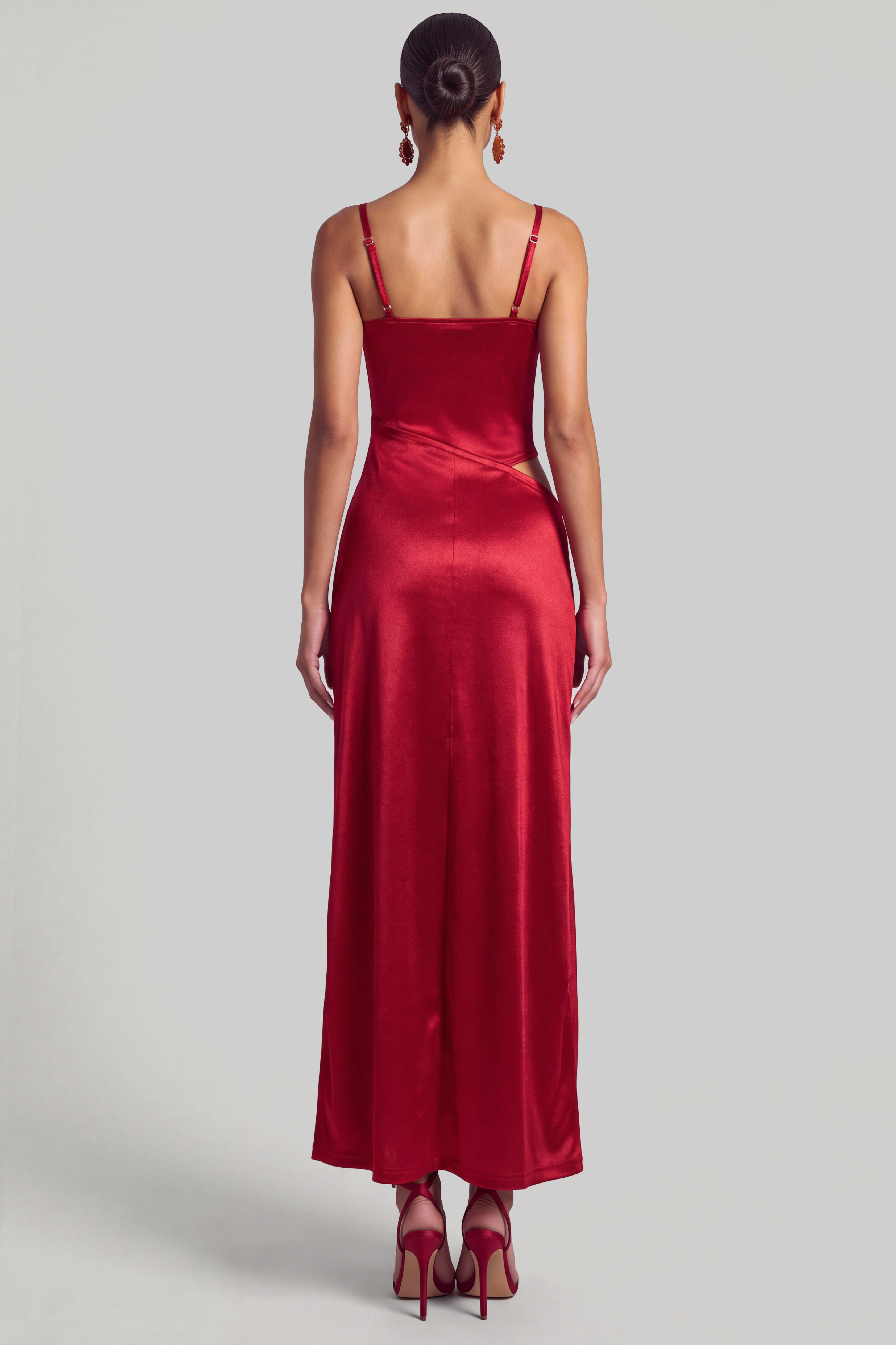 Lace Splicing Satin Slip Midi Dress