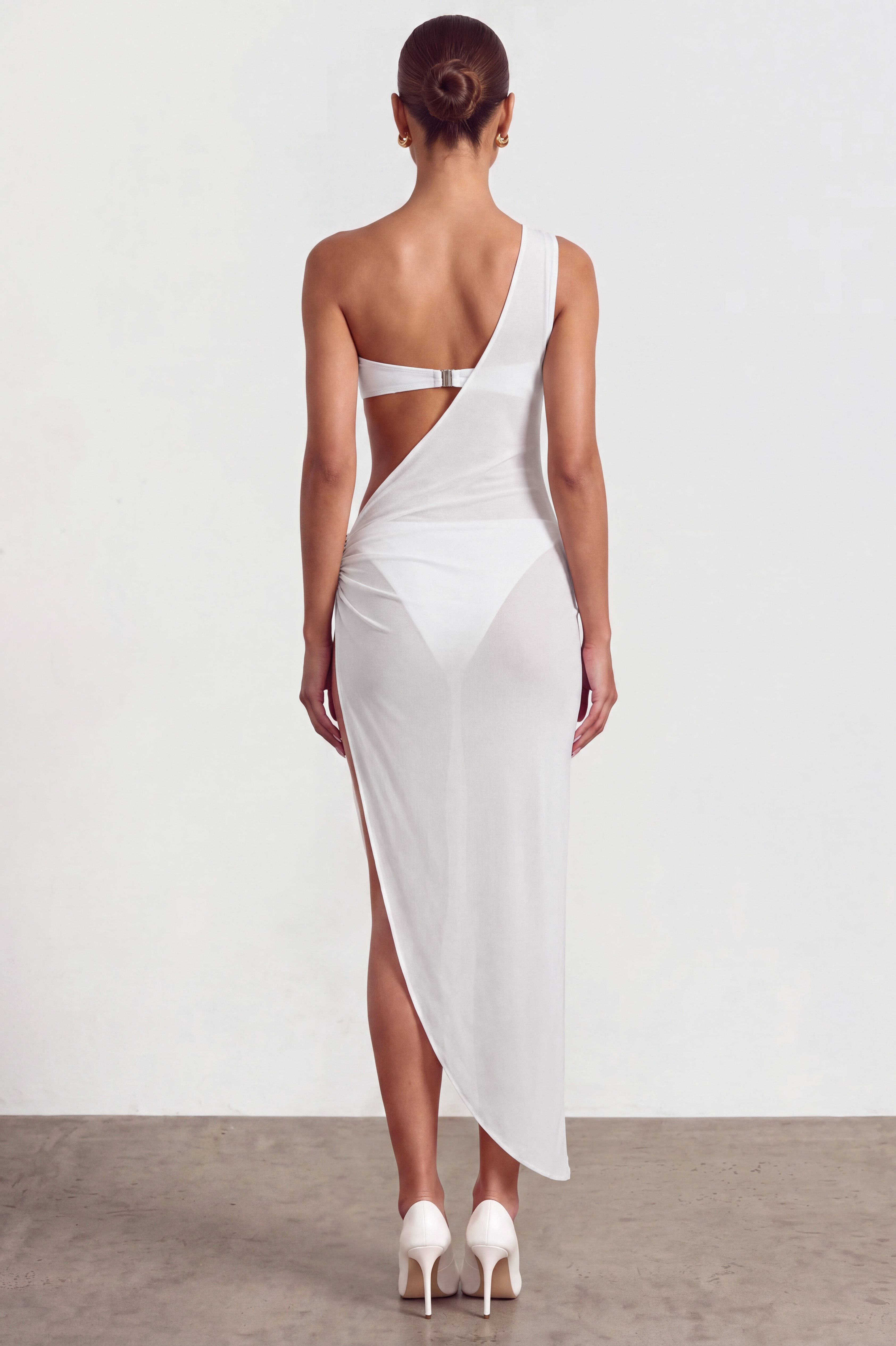 One-Shoulder Cut-Out Metal Decorations  Bikini Three Piece Set