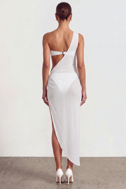 One-Shoulder Cut-Out Metal Decorations  Bikini Three Piece Set
