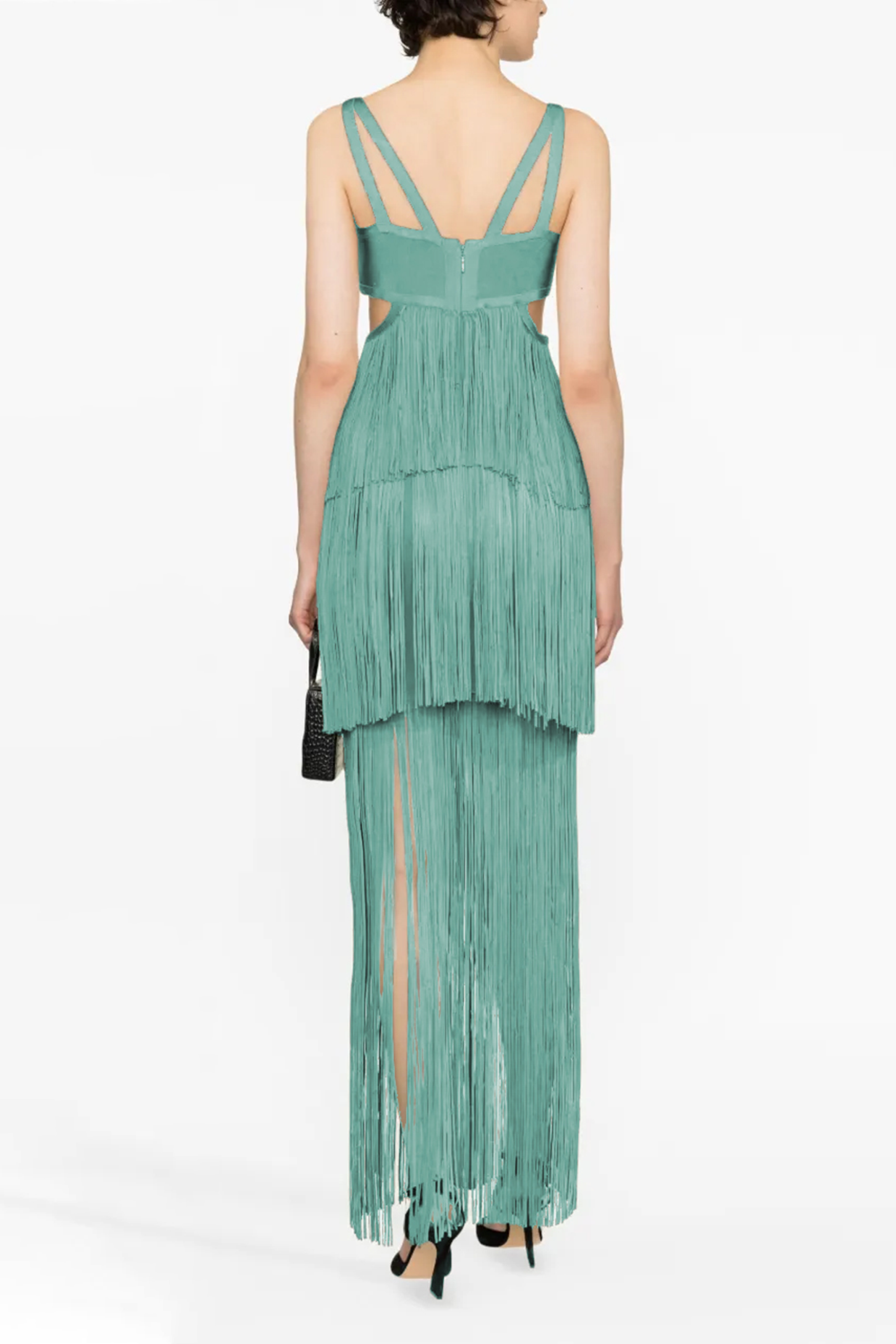 Solid Tassel Cut-Out Maxi Dress