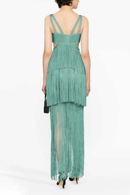 Solid Tassel Cut-Out Maxi Dress