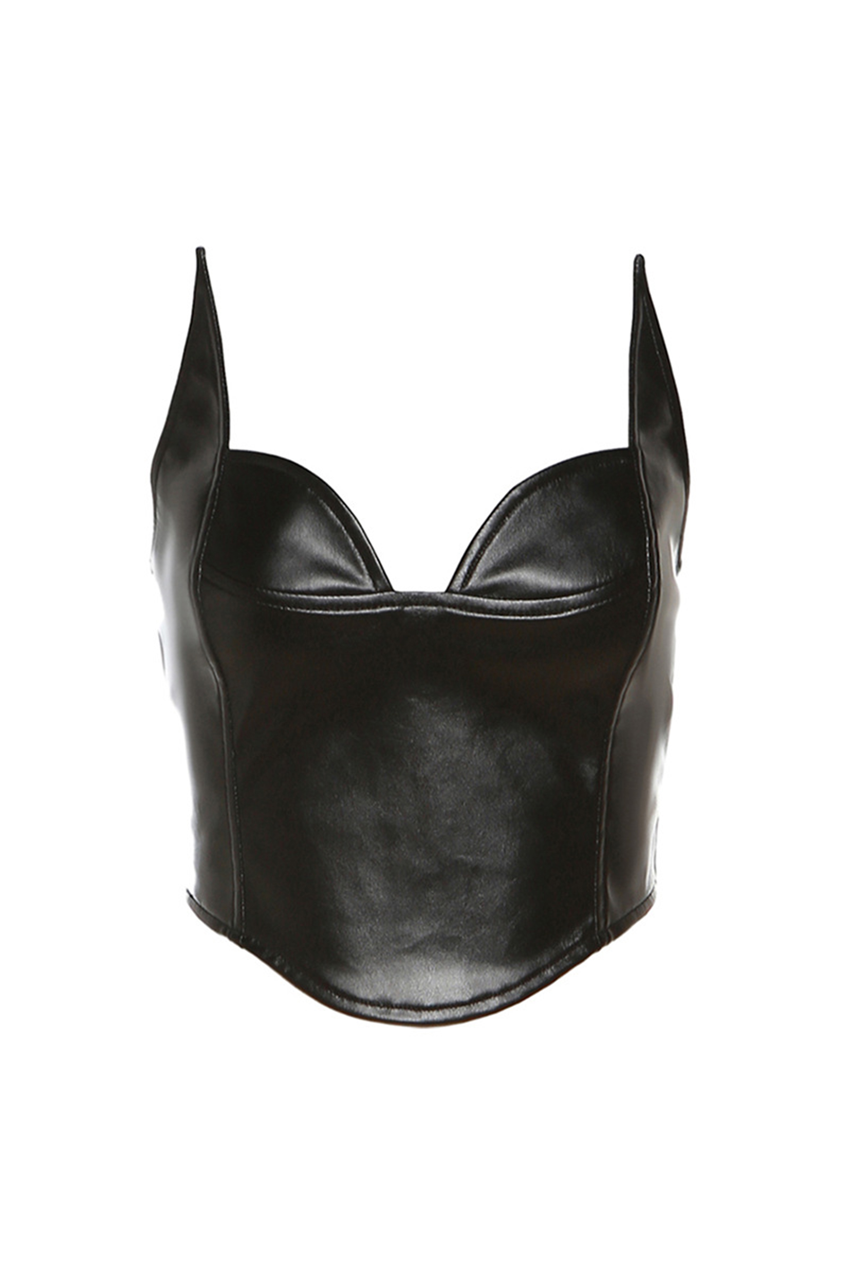 Pu Leather Off-Shoulder Sweetheart Neck Top