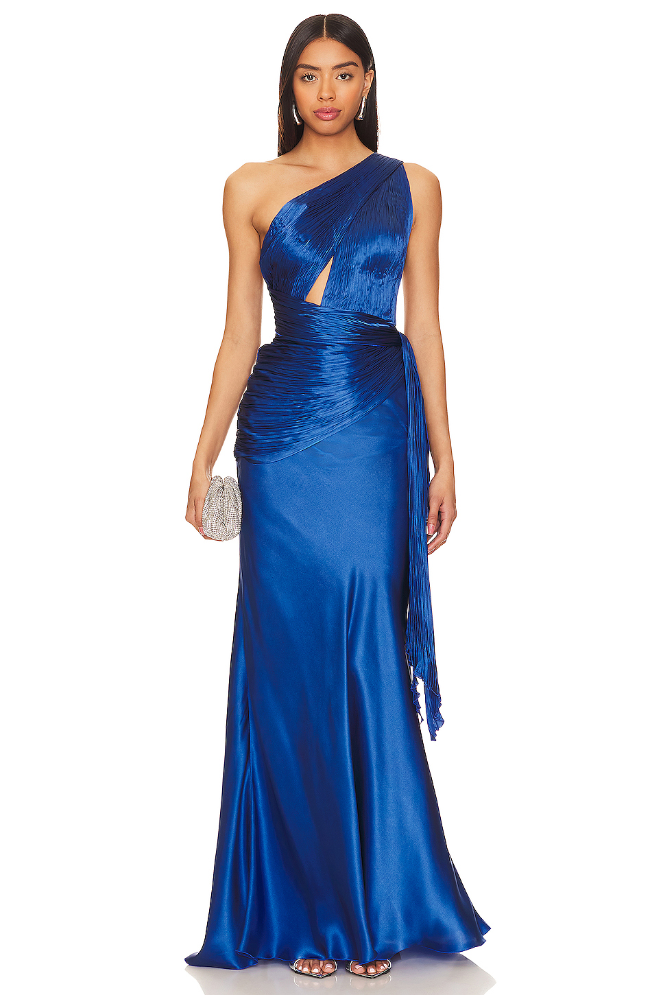 Solid One Shoulder Cut Out Maxi Dress