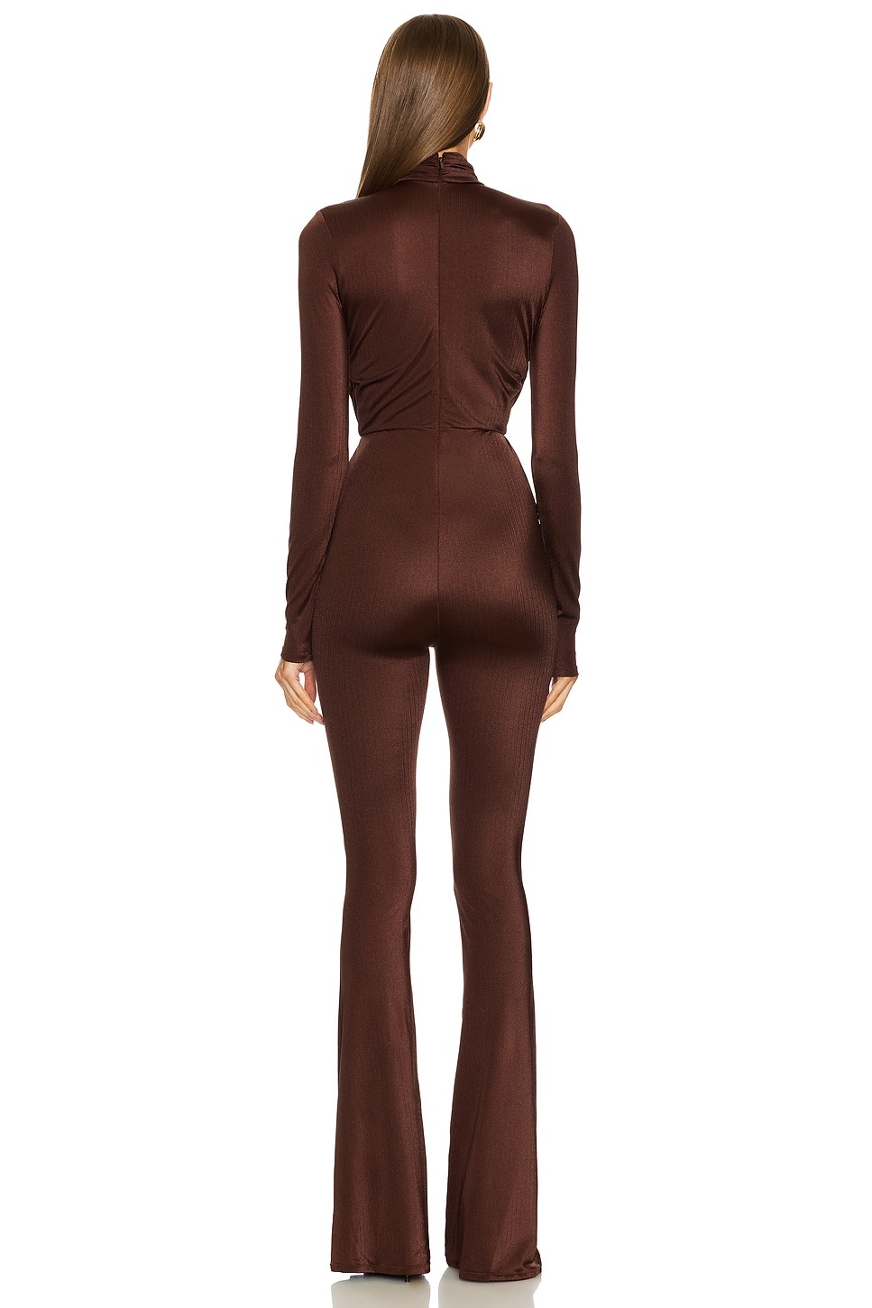 Solid Long Sleeve Cut Out Hight Waist Jumpsuit