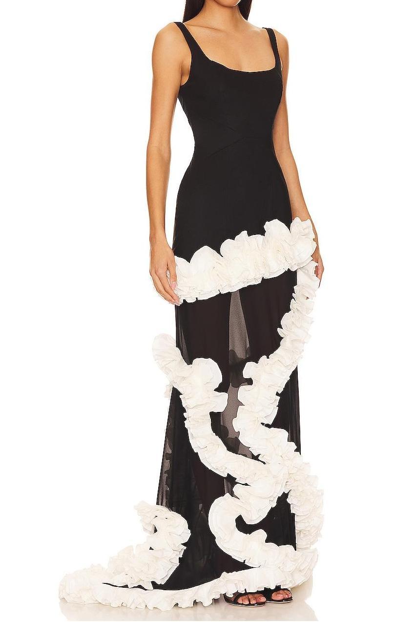 3D Flower Sleeveless Maxi Dress