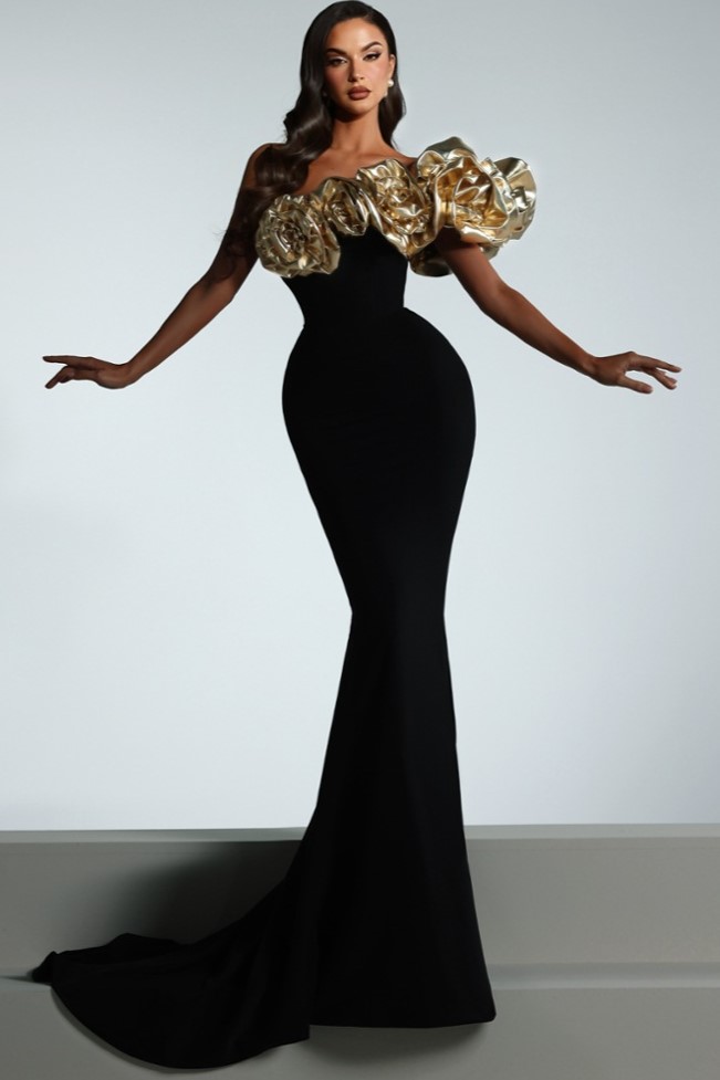 3D Flower Bandage Sleeveless Maxi Dress