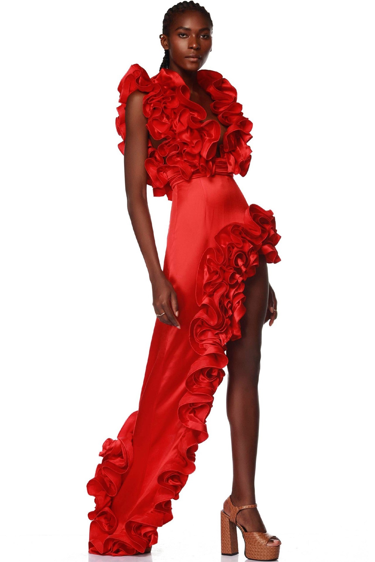 3D Flower Solid Two Piece Swimsult Set