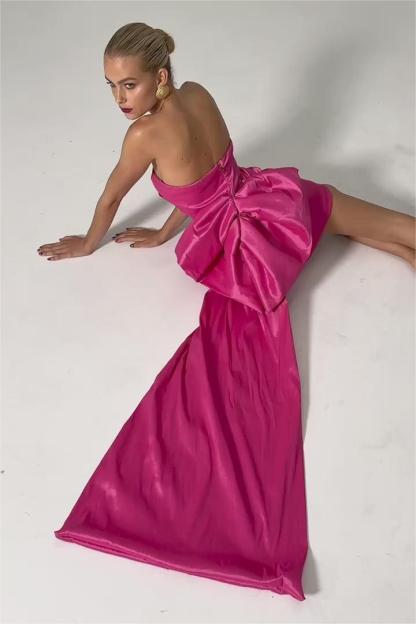 Solid Off Shoulder Bow Mini Dress