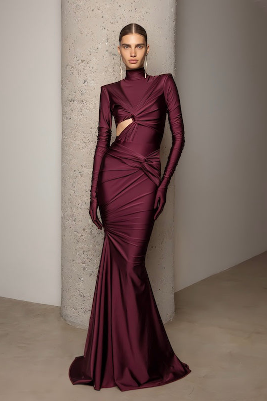 Heliora | Black V-Neck Maxi Dress With Sash And Draped-Detail