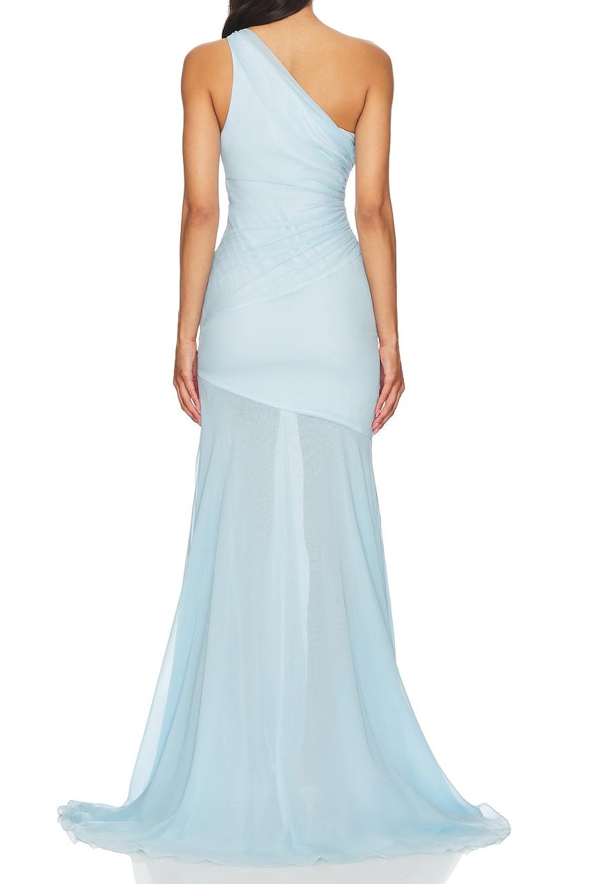 3D Flower Chiffon One Shoulder Maxi Dress