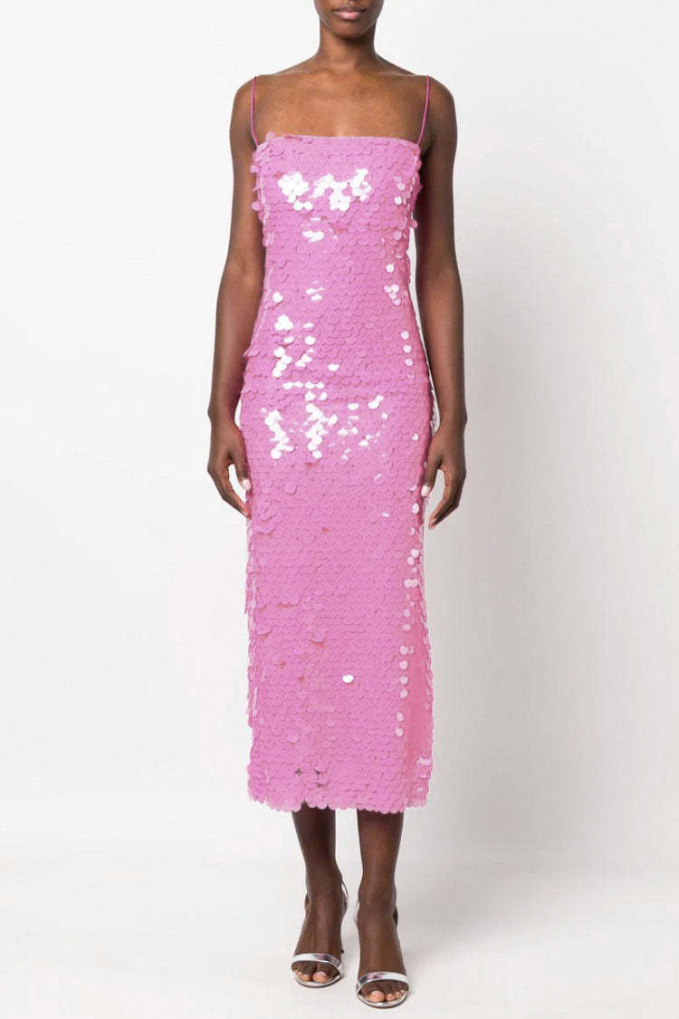 Sequin Off-Shoulder Midi Dress