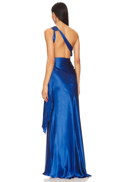 Solid One Shoulder Cut Out Maxi Dress