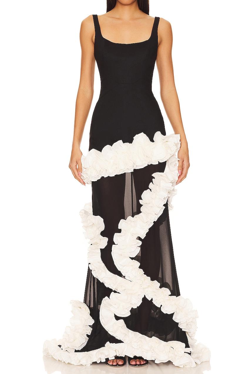 3D Flower Sleeveless Maxi Dress