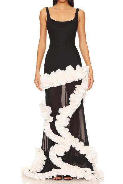 3D Flower Sleeveless Maxi Dress