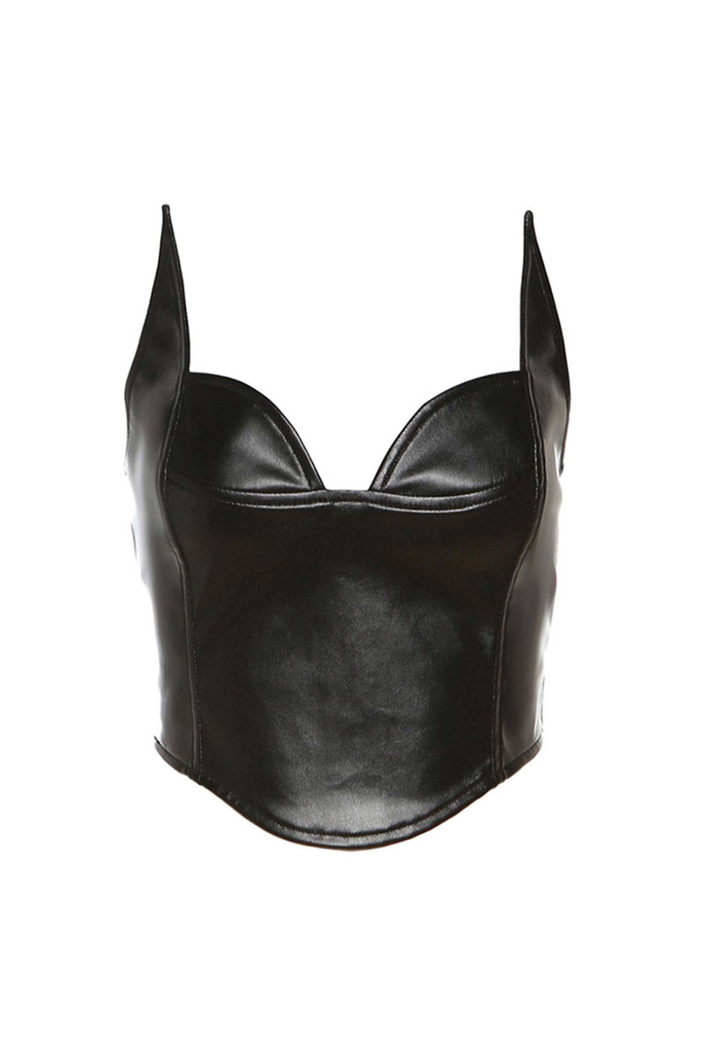 Pu Leather Off-Shoulder Sweetheart Neck Top