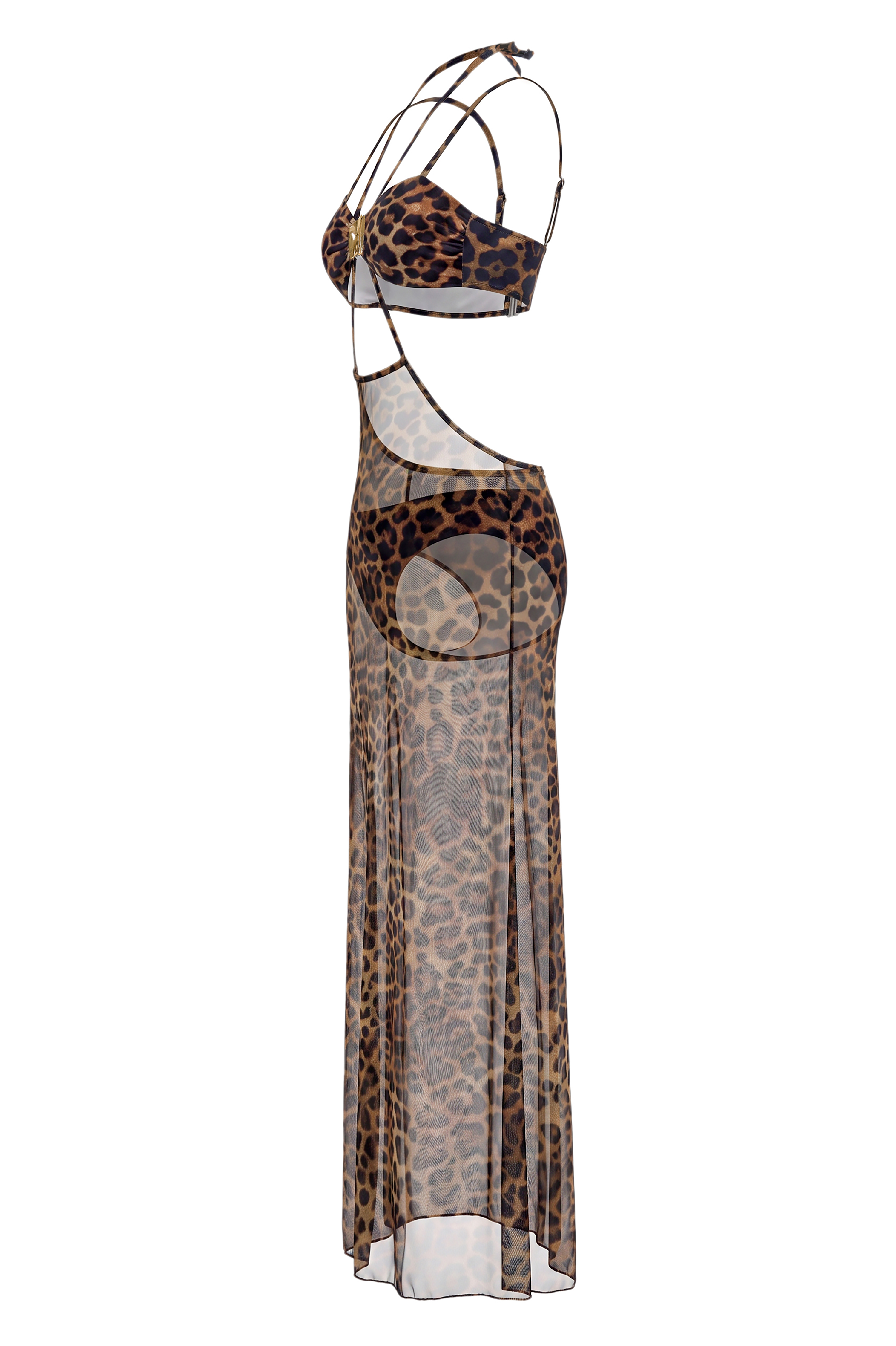 Leopard Print  Metal Decorations  Tie-Up Bikini Three Piece Set