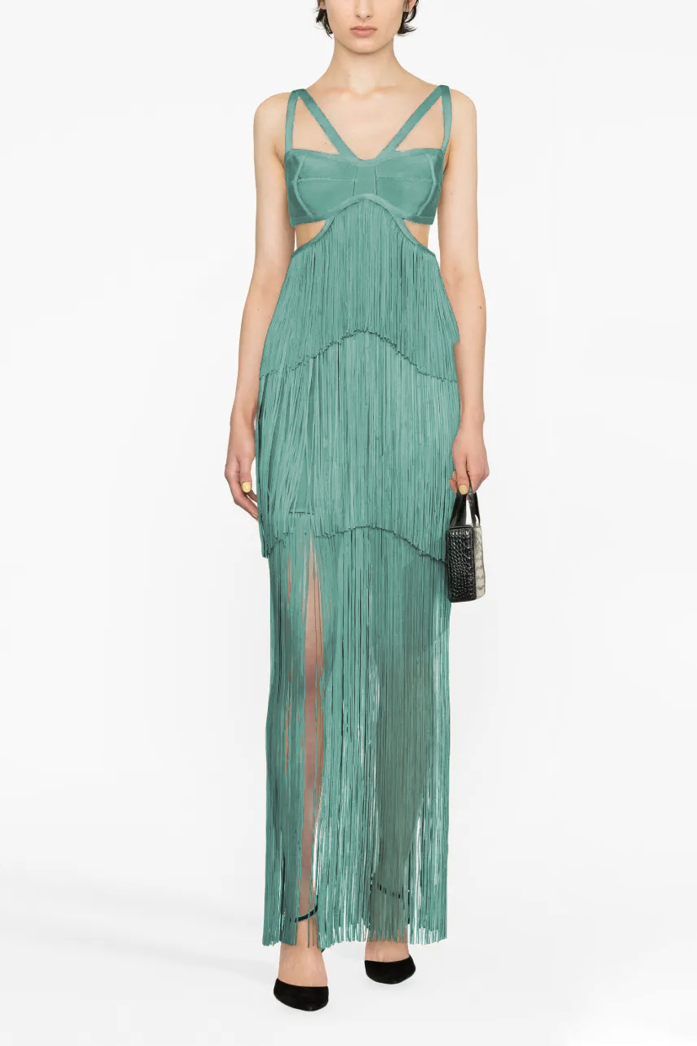 Solid Tassel Cut-Out Maxi Dress