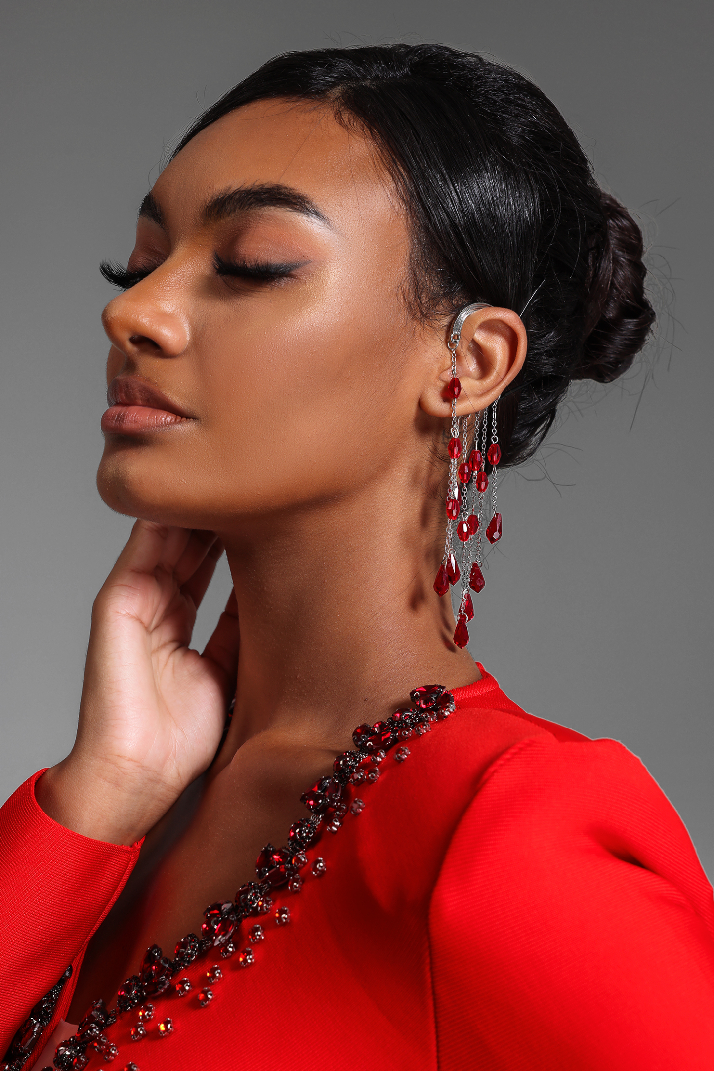 Faux Crystal Drop Ear Clip One Piece