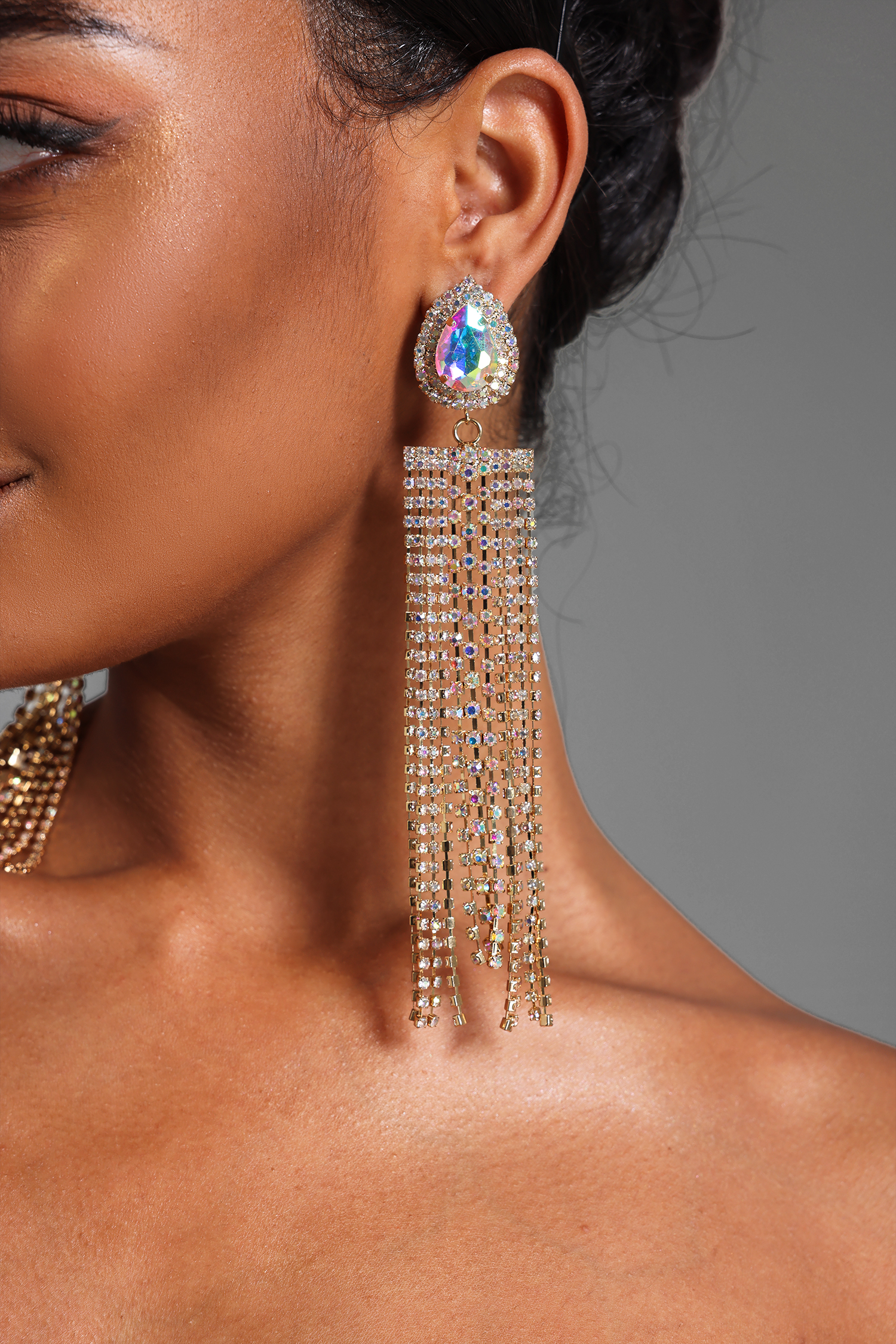Rhinestone Tassel Earrings