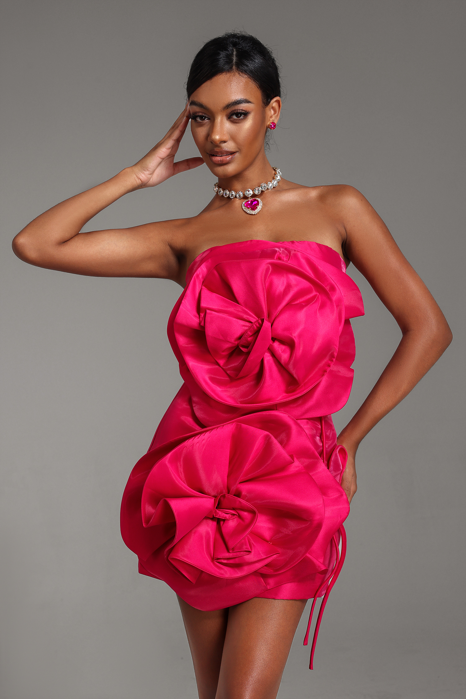 3D Flower Off-Shoulder Mini Dress