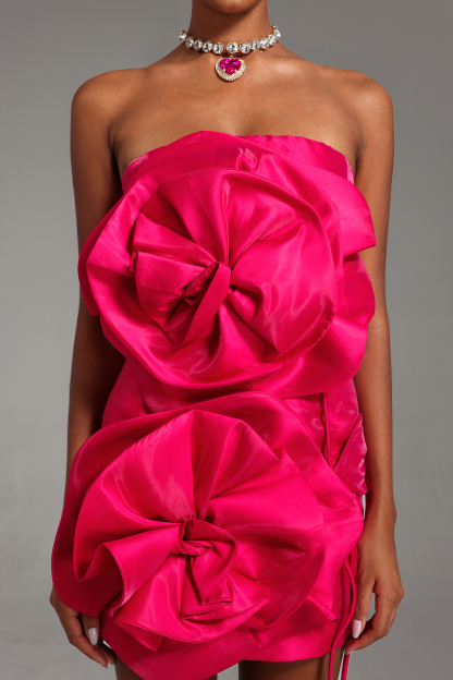 3D Flower Off-Shoulder Mini Dress