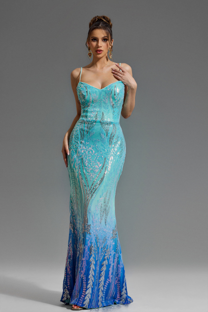 Sequin Bodycon Mermaid Slip Maxi Dress