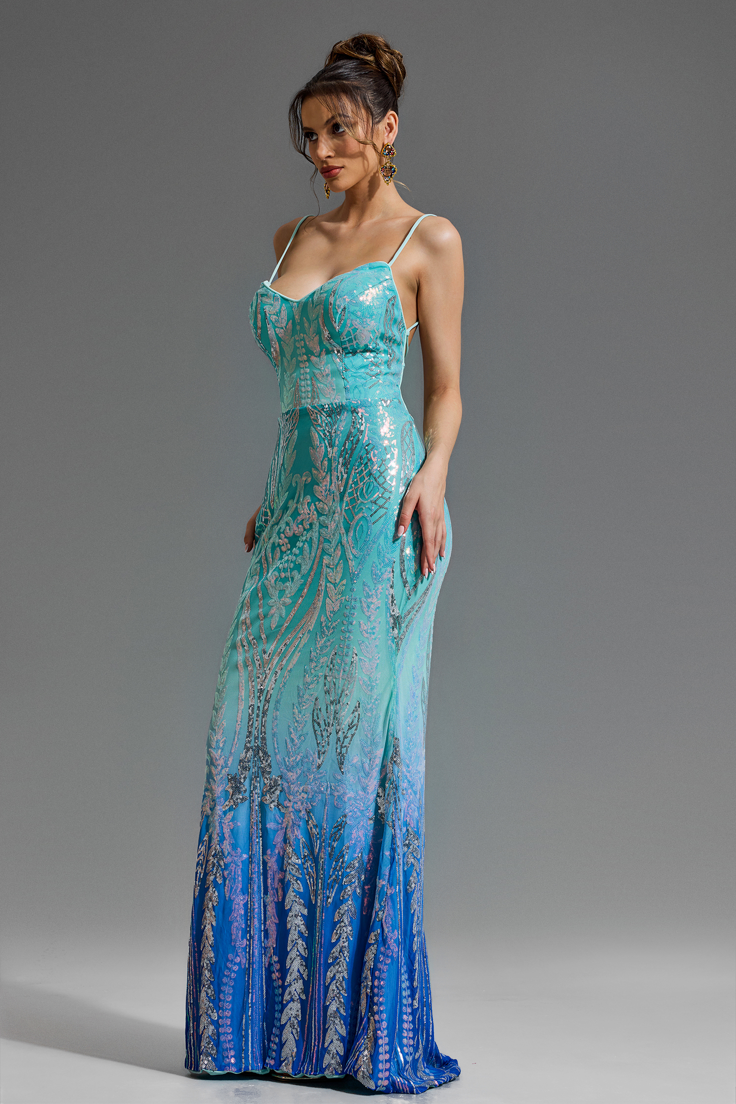 Sequin Bodycon Mermaid Slip Maxi Dress