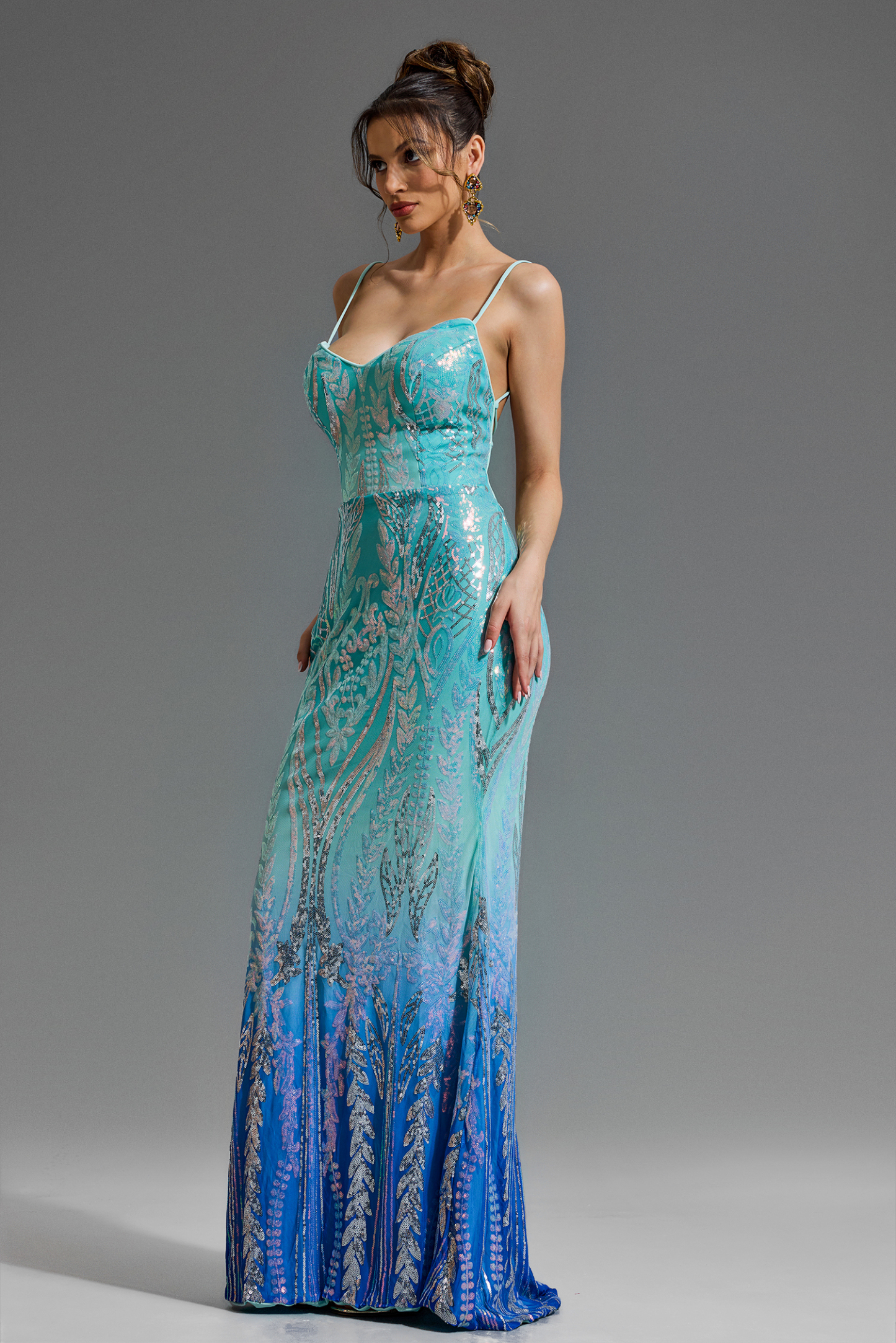 Sequin Bodycon Mermaid Slip Maxi Dress
