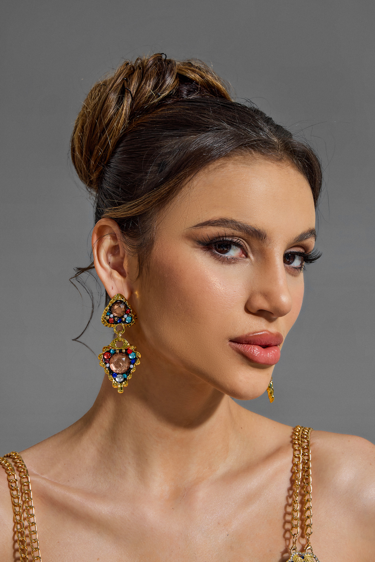 Faux Diamond Metal Triangle Earrings