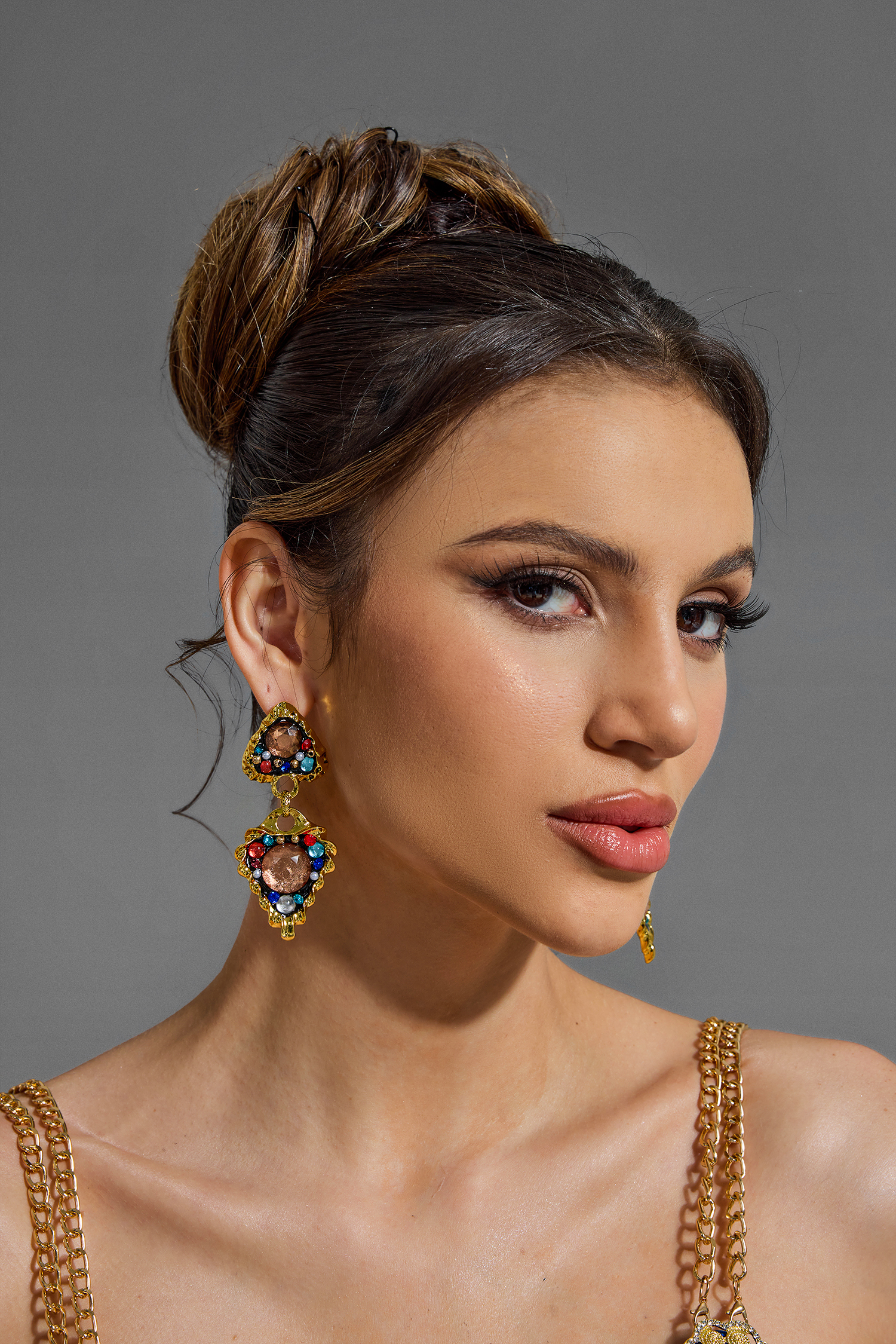 Faux Diamond Metal Triangle Earrings