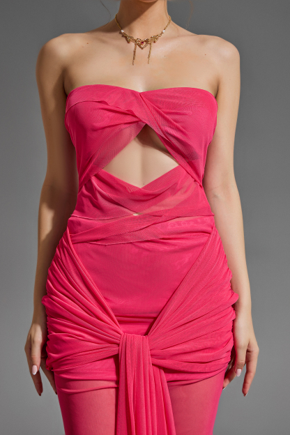 Off-Shoulder Knotted Solid Maxi Dress