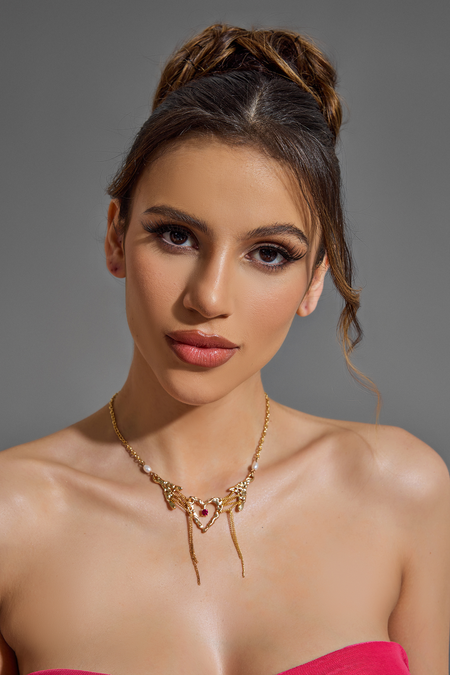 Faux Pearl Heart Tassel Mental Necklace