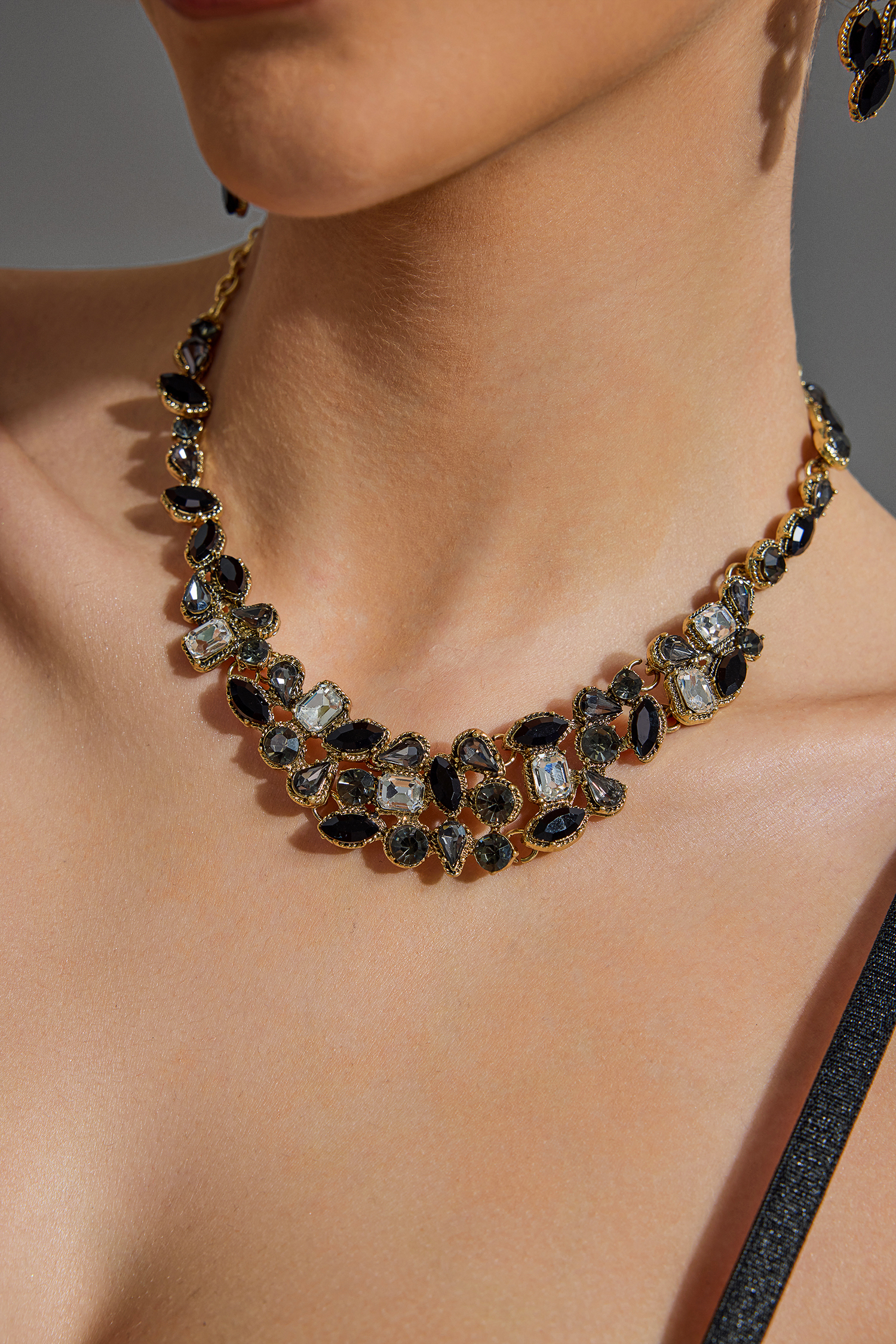 Faux Diamond Necklace & Drop Earrings Set