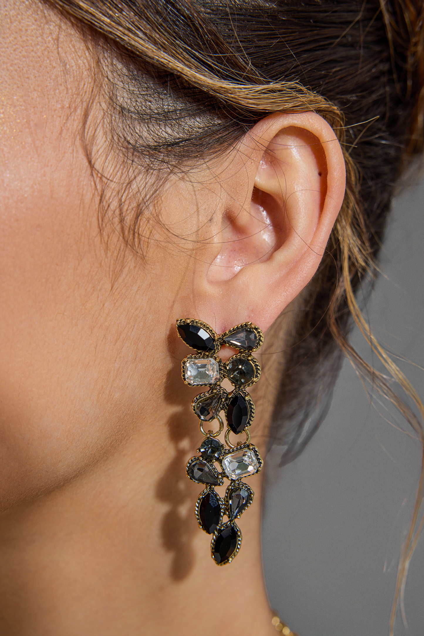 Faux Diamond Necklace & Drop Earrings Set