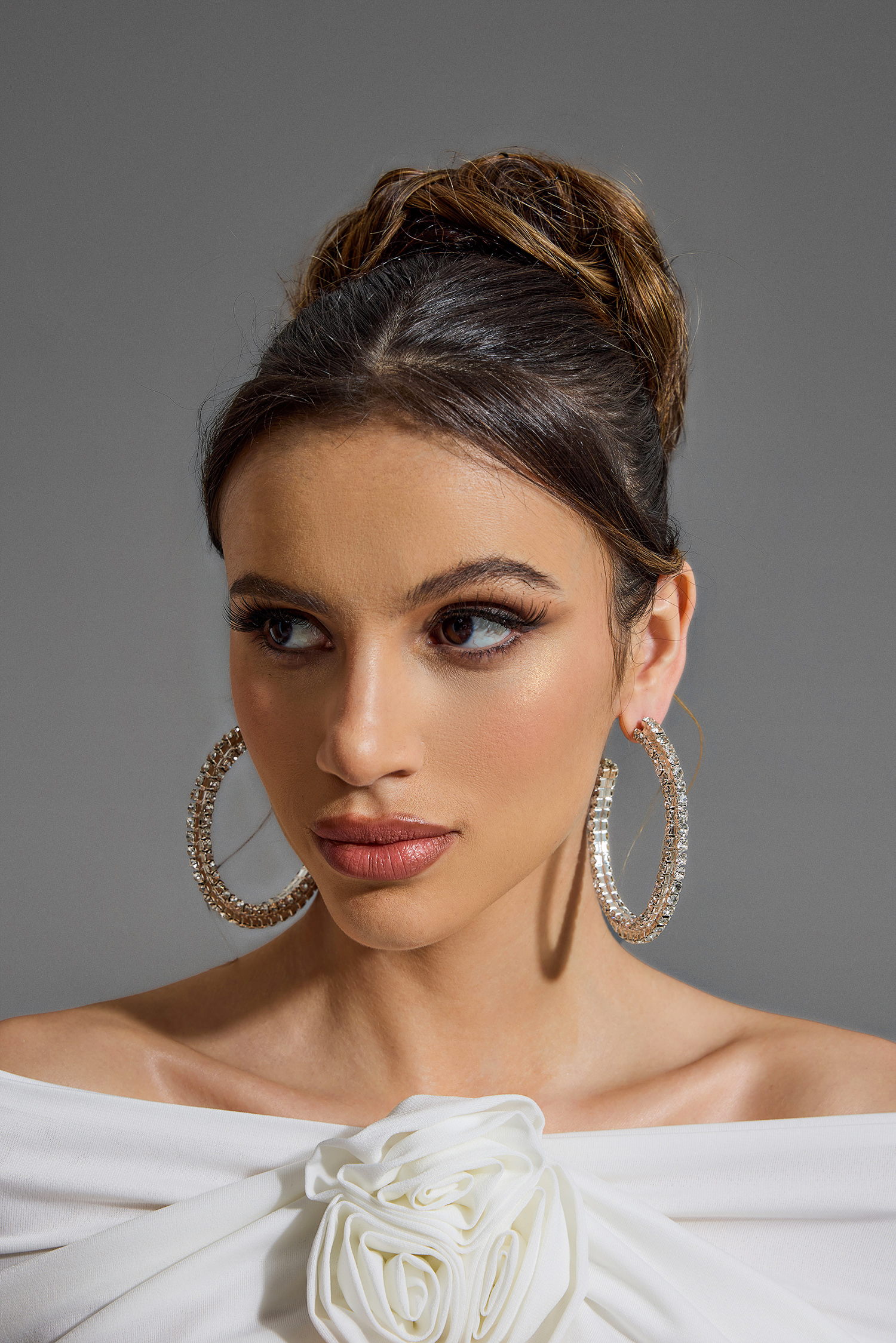 Faux Diamond Round Earrings