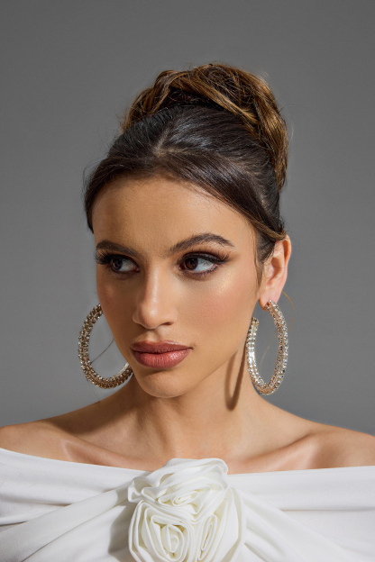 Faux Diamond Round Earrings