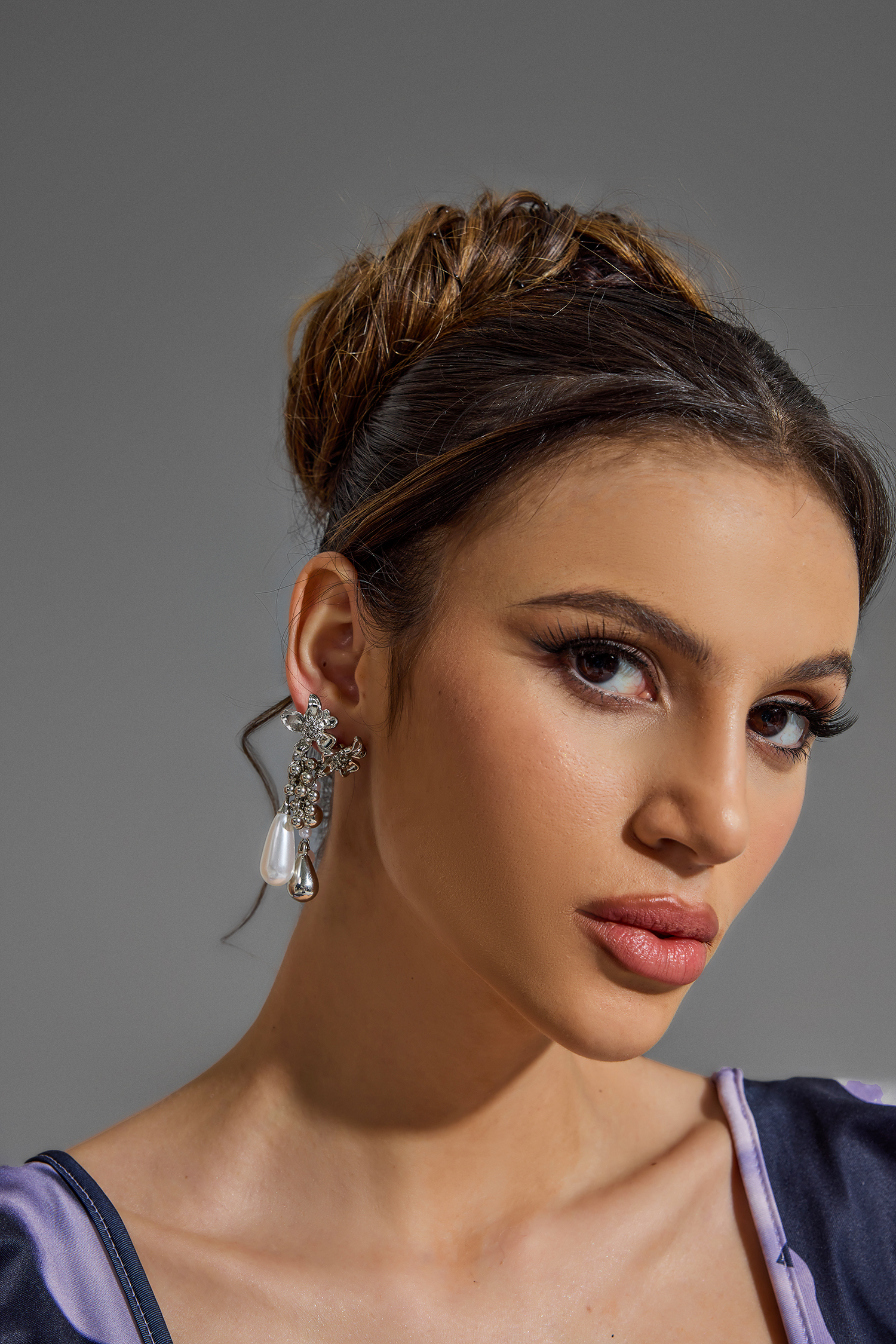 Metal Flower Teardrop Earrings